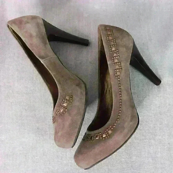 Nero Giardini Suede Pump Womens 36 EU 5 US 3.5" Stacked Heel Italy Y2K - Picture 1 of 13